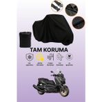 Dokaca Siyah Yamaha X-Max 400 Tech Max Uyumlu Motor Branda, Koruyucu Örtü, Motosiklet Brandası - Siyah Arka Çanta ve Kilit Uyumsuz