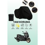 Dokaca Siyah Yamaha X-Max 400 Uyumlu Motor Branda, Koruyucu Örtü, Motosiklet Brandası - Siyah Arka Çanta ve Kilit Uyumsuz
