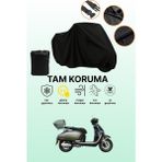 Dokaca Siyah Yuki Mojito 125 Uyumlu Motor Branda, Koruyucu Örtü, Motosiklet Brandası - Siyah Arka Çanta ve Kilit Uyumsuz