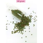 Dökme Cam Kum Boncuk (11/0) 2 mm - 60 Gram - Yeşil Sarı Çizgili - BNC041