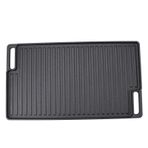 Dökme Demir Teşerler, Ön Tizli Dökme Demir Tersinir Grill Griddle, Soba, Kamp, Gaz Izgarası İçin Çift Brülör Düz Üst Izgara Tavası, 46x26x1.5cm
