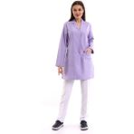 Doktor Öğretmen Kadın Önlük Ara Boy Ceket Yaka - 11 Lila - 2XL