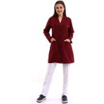Doktor Öğretmen Kadın Önlük Ara Boy Ceket Yaka - 19 Bordo - 2XL