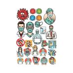 Doktor Virüs Temalı Sticker Set 15 Parça Telefon, Tablet, Defter, Laptop Sticker