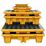 Dökülme Koruması için Sızdırmaz Palet, Petrol Fıçıları için Sağlam Plastik Tepsi, Forkliftlerle Uyumlu Dökülme Önleyici Platform (130 x 130 x 1