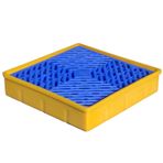 Dökülme Muhafazası Modüler Palet, Endüstriyel Kullanım için Ağır Hizmet Tipi Su Geçirmez Platform, 32,5 x 32,5 x 5,5 cm, Dayanıklı Plastik, Depolar ve Fabrika için Yüksek Yük Kapasitesi