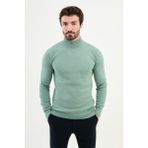 Dokulu Açık Yeşil Slim Fit Yarım Balıkçı Yaka Erkek Triko Kazak - XL