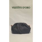 Dokulu Kumaş Büzgülü Mini Omuz Çantası - Vestito D'oro - Mavi