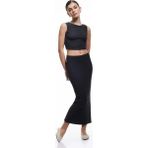 Dokulu Midi Boy Kalem Etek 5SAK10084EK - Koton - Antrasit - Xs - Siyah - 36