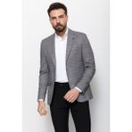 Dokulu Siyah Renk Slim Fit Mono Yaka Erkek Ceket - 46