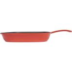 Döküm Bölmeli Grill Izgara Tava, Dikdörtgen, 26X30 Cm, Yekpare Saplı, Kırmızı