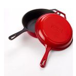 Döküm Combo Derin Tava / Saplı Tencere ve Kızartma Tavası, Metal Saplı Kapaklı, 26cm, Kırmızı
