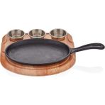 Döküm Demir Oval Saplı Fajita Tavası+Sosluklu Nihale, 24X17 cm - --