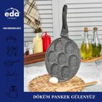 Döküm Gülen Yüz Pankek ve Krep Tavası, Beyaz, Dayanıklı ve Şık Tasarım - Seçenek 1 - Ahşap Bej - Siyah