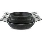 Döküm Saplı Güveç Sahan Seti, 3 Parça, Gri, 18CM-20CM-22CM - Seçenek 1 - Antrasit