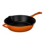 Döküm Yuvarlak Kızartma Tavası Döküm Demir Yekpare Saplı. Çap(Ø)24cm - turuncu