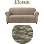Dokuma Jakar Koltuk Örtüsü. Lastikli, Esnek, Yıkanabilir Koltuk, Kanepe, Çekyat Örtüsü/kılıfı. 3lü - 180 x 230 cm - Vizon