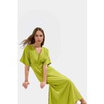 Dokuma Polyester Maxi Elbise A Kesim V Yaka Rahat Yazlık Günlük Kullanım İçin Yüksek Kalite