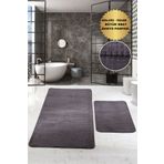Dokumacıoğlu Kare Plus Antrasit 80x150+50x80 Büyük Ebat Banyo Paspası Seti Kaymaz Yıkanabilir Klozet Takımı