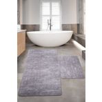Dokumacıoğlu Nova Gri (80x150 + 50x80 cm) Büyük Ebat 2'li Banyo Halısı Paspas Seti Kaymaz Taban Klozet Takımı