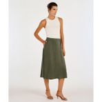 Dökümlü Midi Etek - Haki - 40