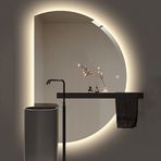 Dokunmatik Anahtarlı, Aydınlatmalı Yarım Daire Duvar Aynası, Akıllı Buğu Önleyici Banyo Aynası, 3 Renk Seçeneği, Ev Dekorasyonu İçin 130 cm (Sağ Yarım Daire 100 cm)