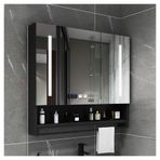 Dokunmatik Anahtarlı ve Buğu Önleyici Modern Ayna İlaç Dolabı 60x13x80cm Zaman Göstergesi ve Havlu Bar ile Banyo Vanity Depolama Nized Banyo için Şık Duvar Dolabı.
