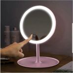 Dokunmatik LED Işıklı Yuvarlak Masa Üstü Makyaj Aynası 18 Cm USB Li Özellikli Beyaz Renk