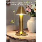 Dokunmatik Masa Ve Gece Lambası Dokunmatik Lamba Abajur Led Şarjlı Masa Lambası Ledli Gold 23cm