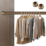 Dolap Çubuğu Alüminyum Gardırop Borusu Dolap Çubuğu Uç Desteği ile, Mağazalar Çamaşırhane için Metal Elbise Askı Rayı, Duvara Monte Askı Direği Tutucu Çıka,Champagne-55cm(21 5/8