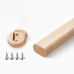 dolap çubuğu Cilalı Kayın Ağacından Dolap Askıları, Destek Braketli Oval Dolap Askı Direği, Yatak Odası/giyim Mağazaları/karavan Gardırop Askılığı(110cm(43 1/4 in))