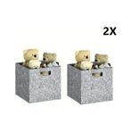 Dolap İçi Düzenleyici 2 Adet Organizer 3mm Keçe 32x32x32 Cm Çok Amaçlı Gri Keçe Kutu Gri