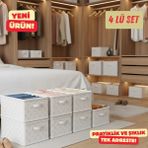 Dolap Içi Düzenleyici 4lü FIYONK-45CMX25CMX20,RAF Düzenleyici,katlanabilir Kıyafet Saklama Kutusu - 1BW-Beyaz
