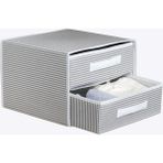 Dolap İçi Kumaş Kaplamalı Mini Çekmece Organizer, Çekmeceli Dolap İçi Düzenleyici, İç Çamaşırı Çorap Tekstil Organizer Kutusu (2 Çekmeceli)