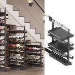 Dolap için Ayarlanabilir Pull-Out Ayakkabı Rafı Düzenleyici, İstiflenebilir Metal Ayakkabı Saklama, 4 Katmanlı Dikey Raf, Küçük Yatak Odaları için Yerden Tasarruf Sağlayan Çözüm, Siyah (53 cm)