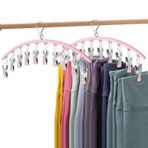 Dolap için Pembe Legging Organizatör, Metal Yoga Pantolon Askıları 2'li Paket w/10 Klips Tutar 20 Tayt Askıları Yer Tasarruflu Asılı Dolap Organizatörleri ve Depolama için Kauçuk Kaplı Dolap