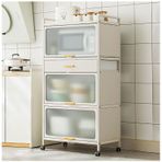 Dolaplı ve Çekmeceli 5 Katmanlı Mikrodalga Stand - Tekerlekli Metal Raflar Mutfak Depolama Kiler için Fırın Rafı Beyaz 70 × 135 cm - Küçük Alanlar için Mükemmel