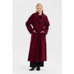 Dolce Bella Kadın Bornoz Kapama Oversize Kaşe Kaban - 40 - Bordo