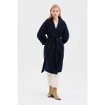 Dolce Bella Kadın Oversize Çift Cepli Kısa Kaşe Kaban - 40 - Lacivert