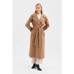 Dolce Bella Kadın Reglan Kol Kol Pıtı Detaylı Trençkot - Camel - 36
