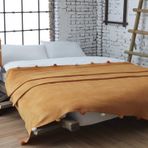 Dolce Bonita Home 150x200 cm Hardal Ponponlu Pike Tek Kişilik Battaniye