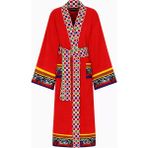 Dolce & Gabbana Casa Unisex Carretto Siciliano Bornoz, Pamuklu, Yumuşak, Şık Kimono Kesim - XL - Kırmızı