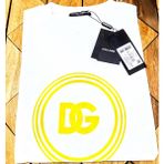 Dolce & Gabbana Flok Baskılı Yuvarlak Içinde Dg Logolu Ince Kumaş T-Shirt - XL - 001-Beyaz