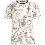 Dolce & Gabbana Graphic Print Cotton T-Shirt - Beyaz - 50