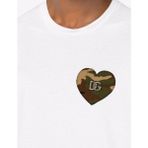 Dolce & Gabbana Kamuflaj Kalp T-Shirt - 001-Beyaz - 2XL