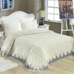 Dolce Mariee Fransız Güpürlü Krem 230x250 cm 6 Parça Battaniye Set