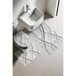 Dolce Mariee Modern Desenli Dijital Baskı 3’lü Banyo Paspas Takımı Yıkanabilir Kaymaz Tabanlı Klozet Takımı KLZ00
