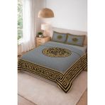 Dolce Mariee Parlak Kadife Kumaş Kapitoneli Çift Kişilik Yatak Örtüsü Seti (3 Parça) CKY0006REV - Renkli - 240 x 260 cm