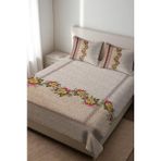 Dolce Mariee Parlak Kadife Kumaş Kapitoneli Çift Kişilik Yatak Örtüsü Seti (3 Parça) CKY0017 - Renkli - 240 x 260 cm