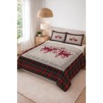 Dolce Mariee Parlak Kadife Kumaş Kapitoneli Çift Kişilik Yatak Örtüsü Seti (3 Parça) CKY0022 - Renkli - 240 x 260 cm
